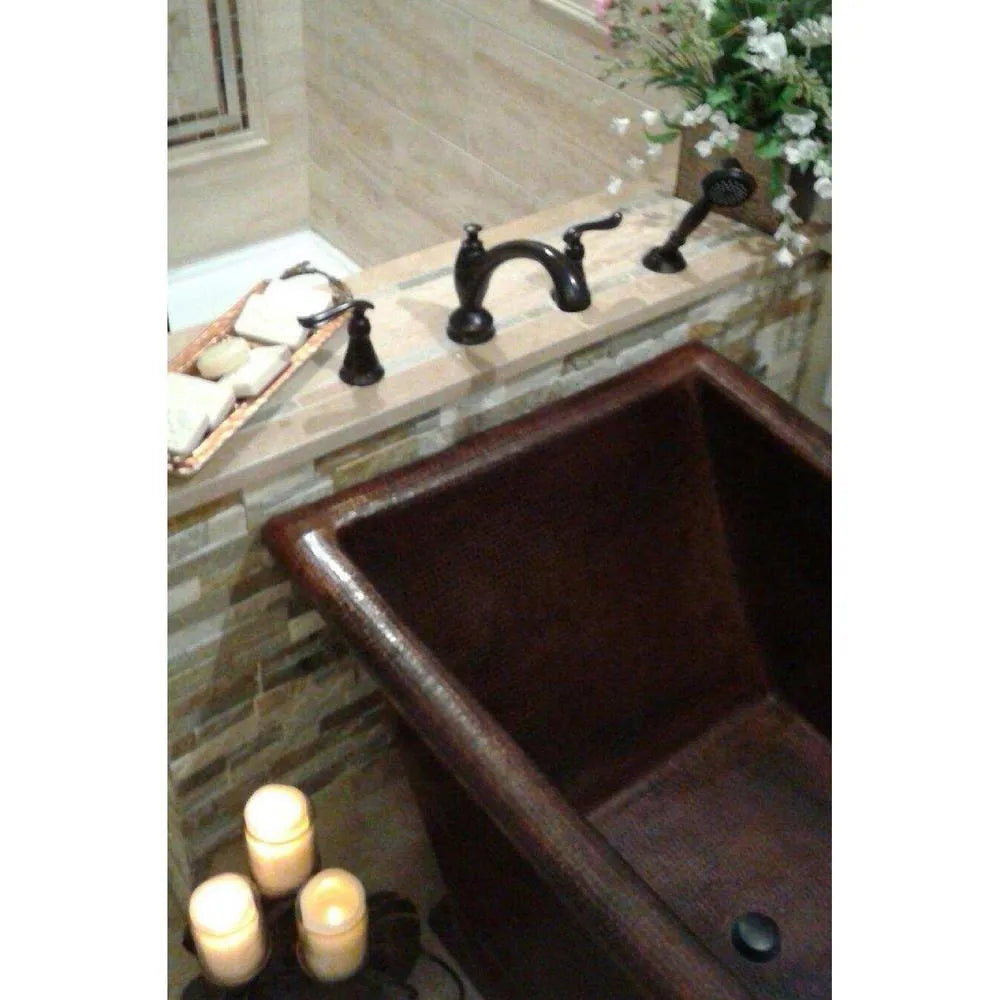 Premier Copper 67 in. Hammered Copper Canoa Single Slipper Bathtub (BTSC67DB)