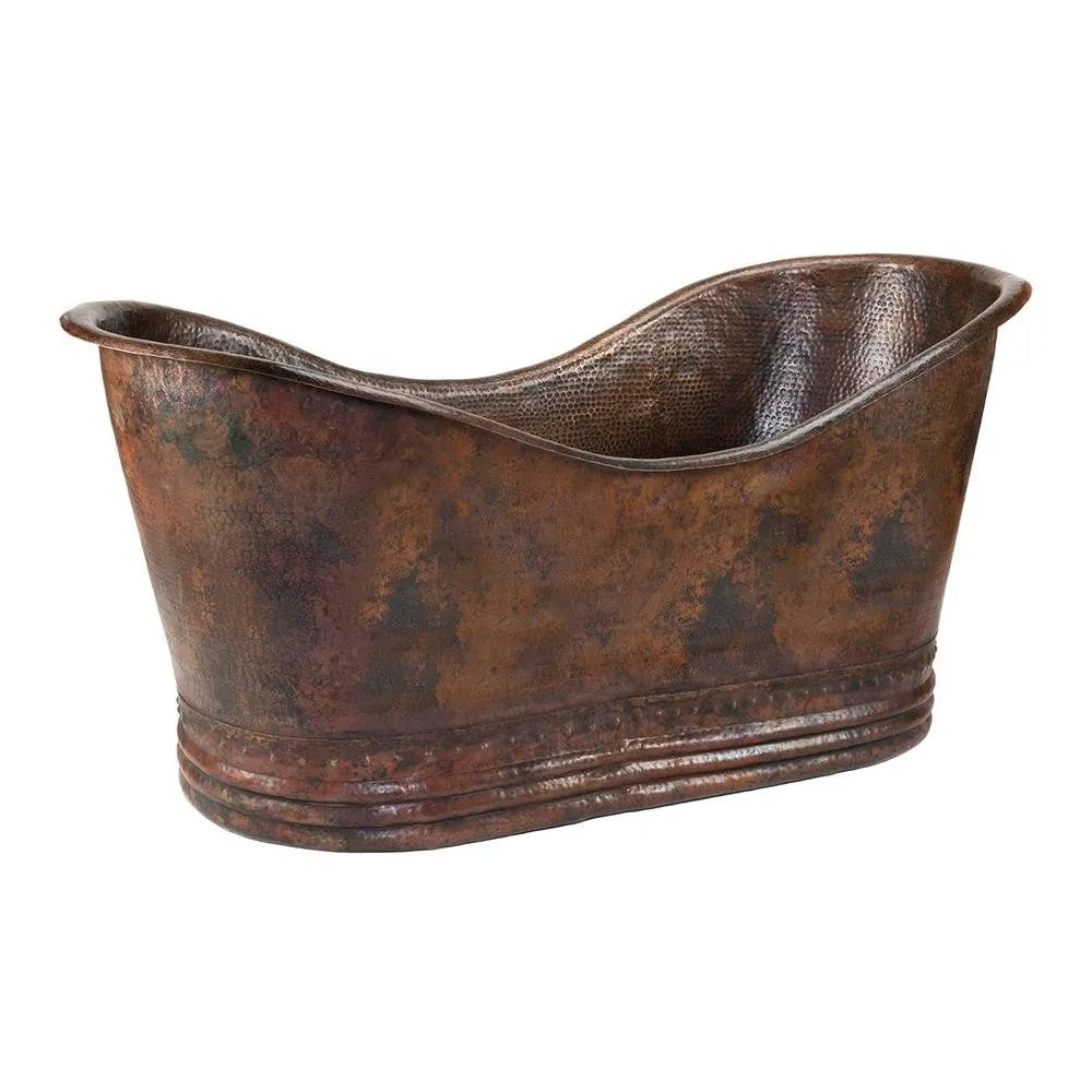 Premier Copper 67 in. Hammered Copper Double Slipper Bathtub (BTD67DB)