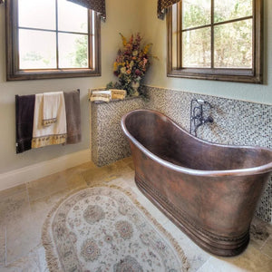 Premier Copper 67 in. Hammered Copper Double Slipper Bathtub (BTD67DB)