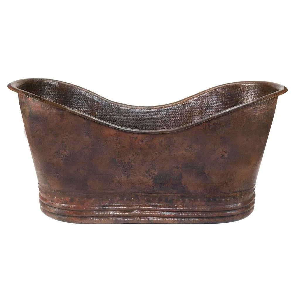 Premier Copper 67 in. Hammered Copper Double Slipper Bathtub (BTD67DB)