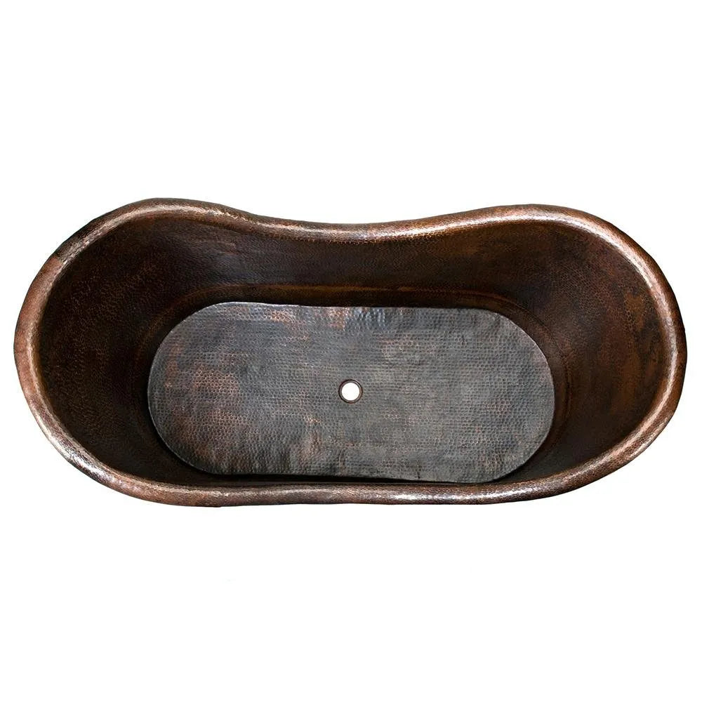 Premier Copper 67 in. Hammered Copper Double Slipper Bathtub (BTD67DB)