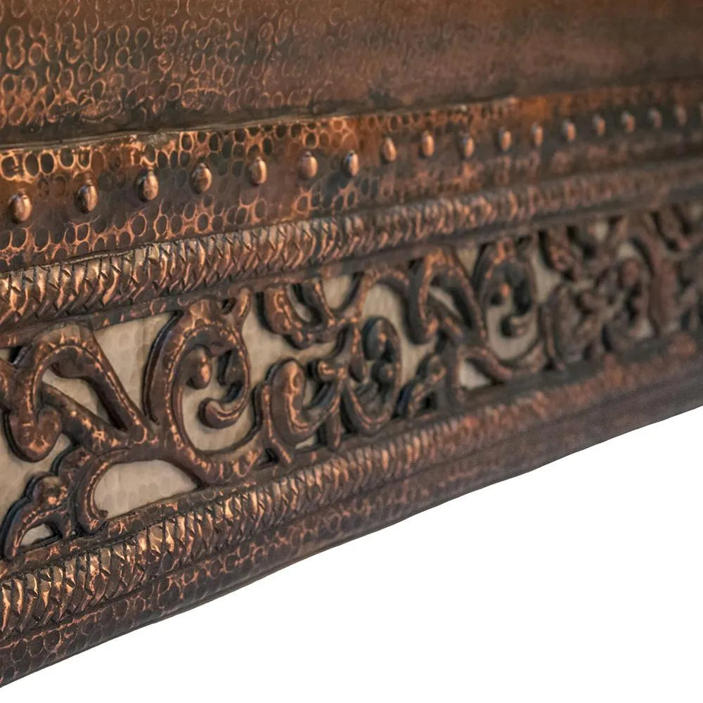 Premier Copper 67 in. Hammered Copper Double Slipper Bathtub with Scroll Base and Nickel Inlay (BTN67DB)