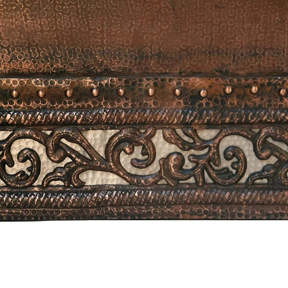 Premier Copper 67 in. Hammered Copper Double Slipper Bathtub with Scroll Base and Nickel Inlay (BTN67DB)