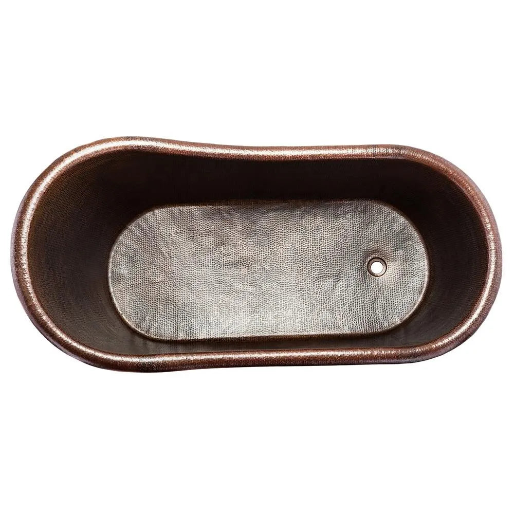 Premier Copper 67 in. Hammered Copper Single Slipper Bathtub (BTS67DB)