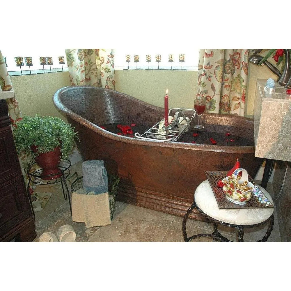 Premier Copper 67 in. Hammered Copper Single Slipper Bathtub (BTS67DB)