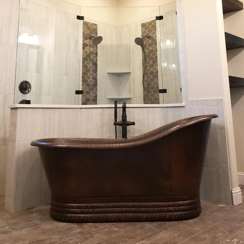 Premier Copper 67 in. Hammered Copper Single Slipper Bathtub (BTS67DB)