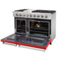 KOSTCH 48 in. Liquid Propane 6 Burner Gas Range with 6.8 cu. ft. Double Oven and Griddle in Stainless Steel with Red Oven Doors (KOS-48RG03MLP-R)