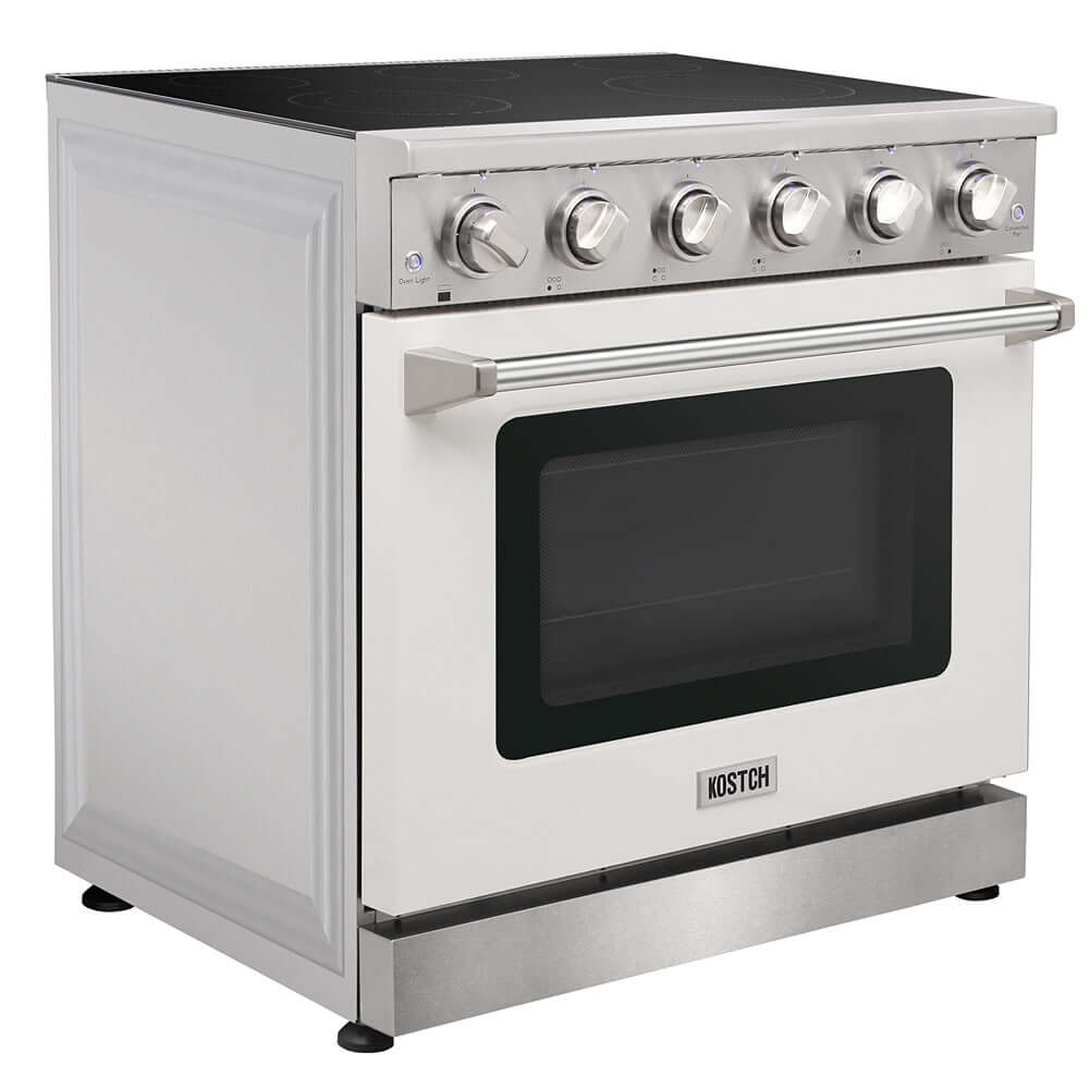 KOSTCH 36 in. Electric Range with 6.0 cu. ft. True Convection Oven in Stainless Steel with White Oven Door (KOS-36RE06H-W)