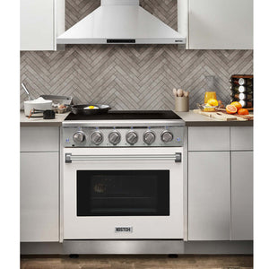 KOSTCH 30 in. Electric Range with 4.55 cu. ft. True Convection Oven in Stainless Steel with White Oven Door (KOS-30RE06H-W)