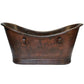 Premier Copper 72 in. Hammered Copper Double Slipper Bathtub With Rings (BTDR72DB)