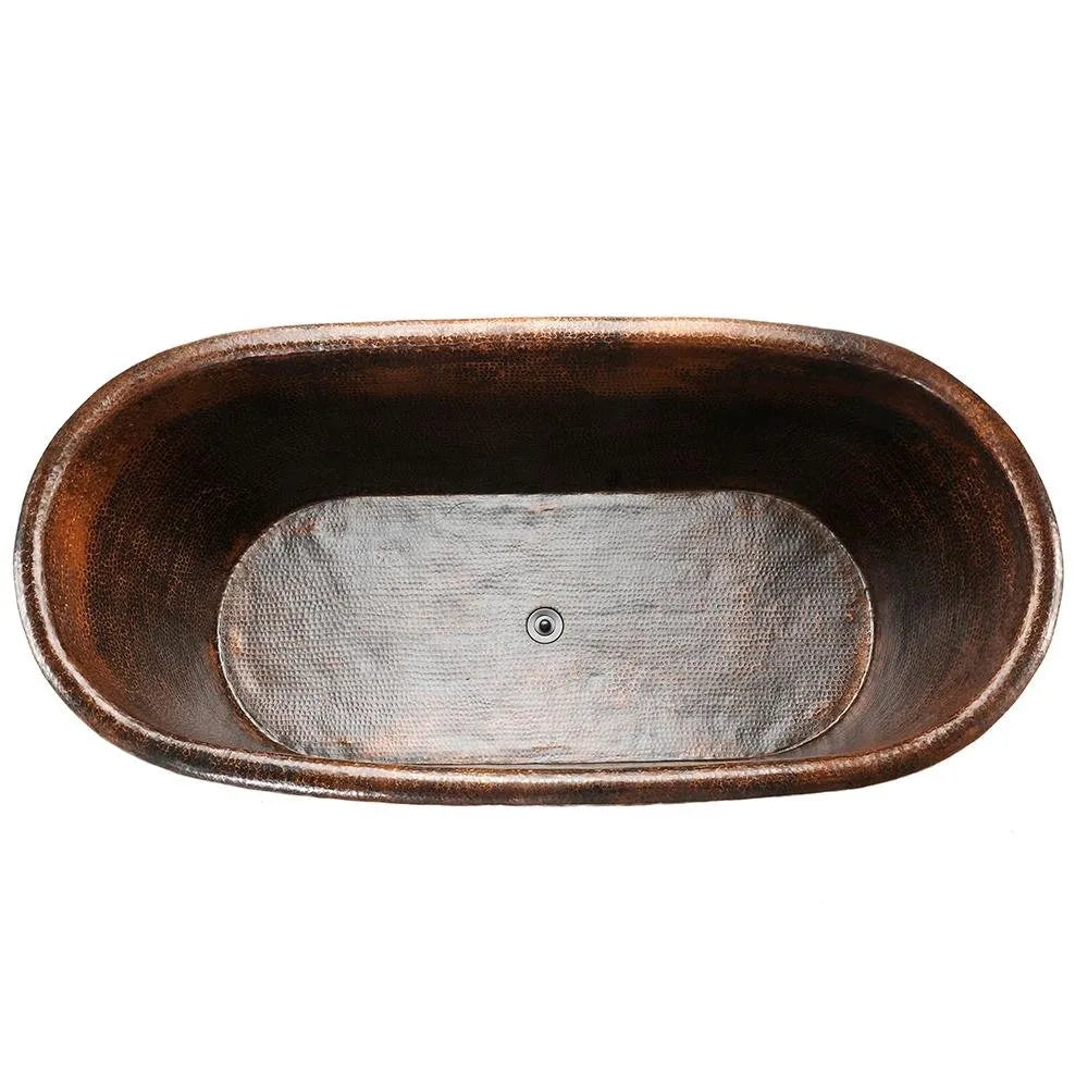 Premier Copper 72 in. Hammered Copper Modern Style Bathtub (BTM72DB)
