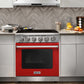 KOSTCH 36 in. Electric Range with 6.0 cu. ft. True Convection Oven in Stainless Steel with Red Oven Door (KOS-36RE06H-R)