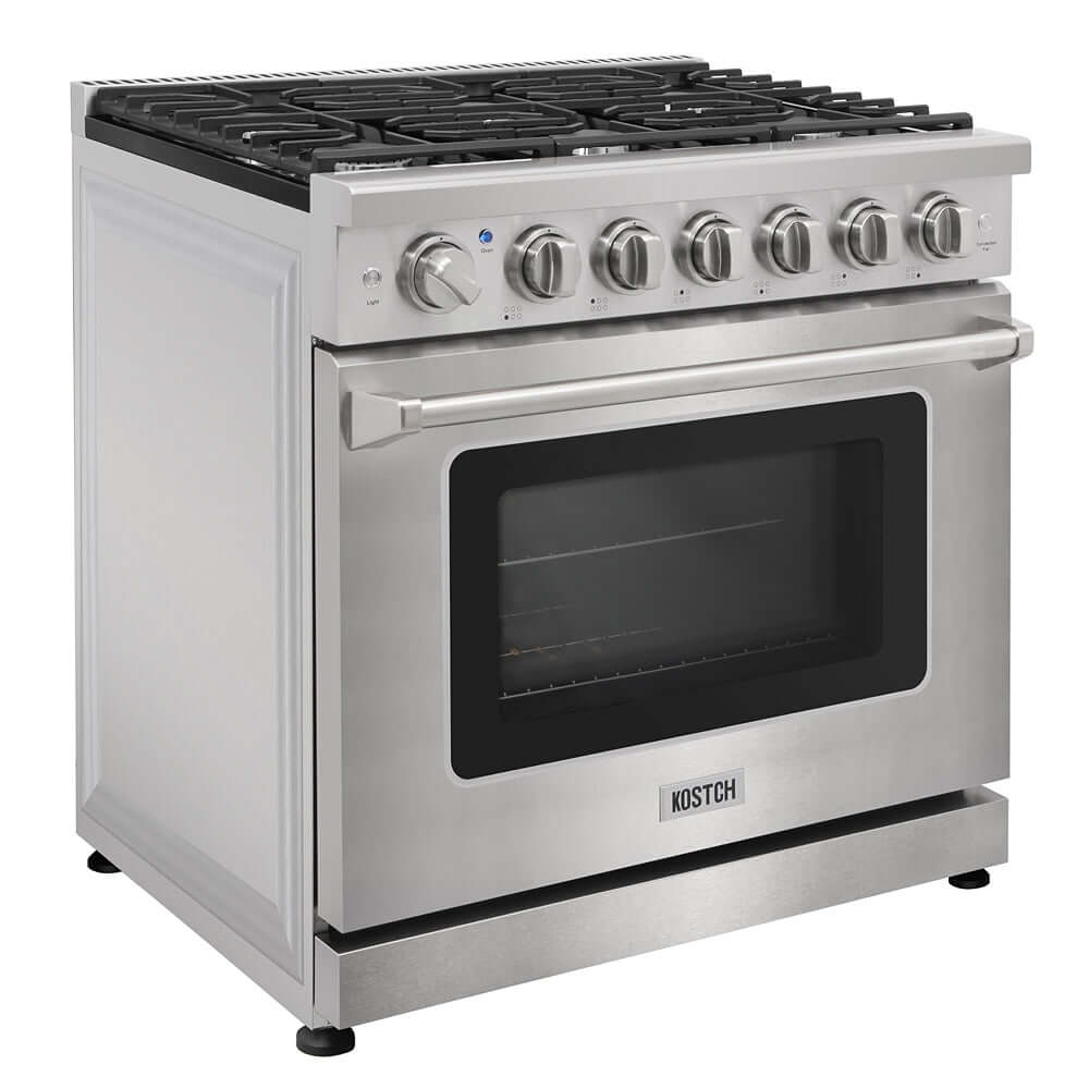 KOSTCH 36 in. 6 Burner Natural Gas Range with 6.0 cu. ft. Convection Oven in Stainless Steel (KOS-36RG03M-S)