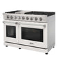 KOSTCH 48 in. Liquid Propane 6 Burner Gas Range with 6.8 cu. ft. Double Oven and Griddle in Stainless Steel with White Oven Doors (KOS-48RG03MLP-W)