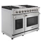 KOSTCH 48 in. Liquid Propane 6 Burner Gas Range with 6.8 cu. ft. Double Oven and Griddle in Stainless Steel (KOS-48RG03MLP-S)