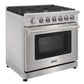 KOSTCH 36 in. Liquid Propane Gas Range with 6 Burners and 6.0 cu. ft. Convection Oven in Stainless Steel (KOS-36RG03MLP-S)