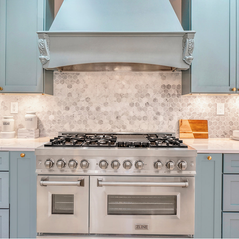 ZLINE 48 in. 6.0 cu. ft. Legacy Dual Fuel Range with 7 Burner Gas Cooktop and 2 Electric Ovens in Stainless Steel, Open Box-Good Condition