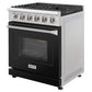 KOSTCH 30 in. Liquid Propane Gas Range with 5 Burners and 4.55 cu. ft. Convection Oven in Stainless Steel with Black Oven Door (KOS-30RG03MLP-B)