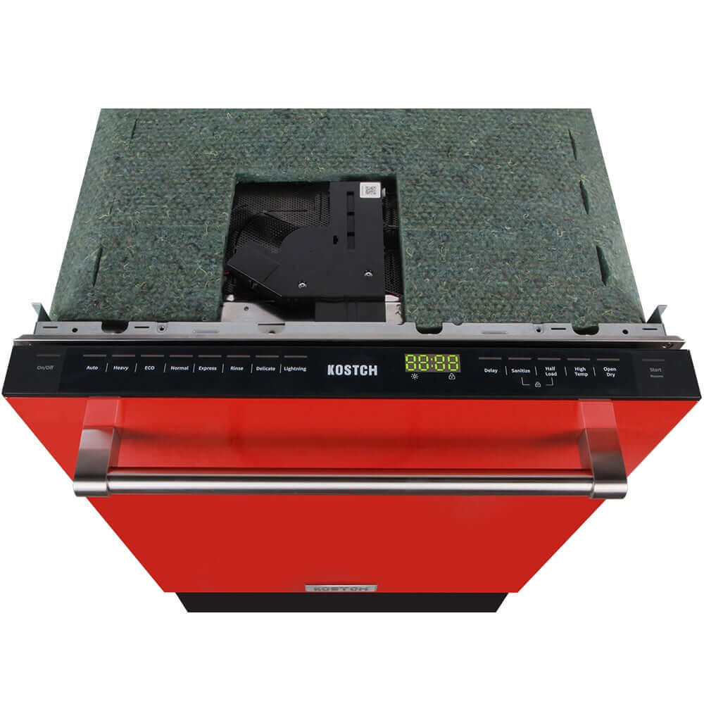 KOSTCH 24 in. Top Control Tall Tub Built-In Dishwasher with 3rd Rack in Stainless Steel with Red Door, 47dBA (KOS-24DWH06H-R)