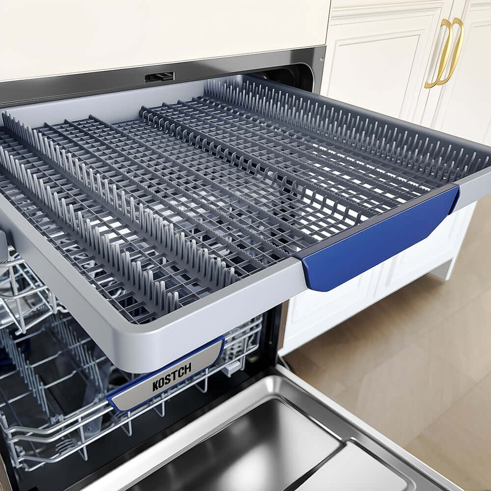 KOSTCH 24 in. Top Control Tall Tub Built-In Dishwasher with 3rd Rack in Stainless Steel with White Door, 47dBA (KOS-24DWH06H-W)