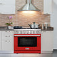KOSTCH 36 in. 6 Burner Natural Gas Range with 6.0 cu. ft. Convection Oven in Stainless Steel with Red Oven Door (KOS-36RG03M-R)