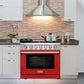 KOSTCH 36 in. Liquid Propane Gas Range with 6 Burners and 6.0 cu. ft. Convection Oven in Stainless Steel with Red Oven Door (KOS-36RG03MLP-R)