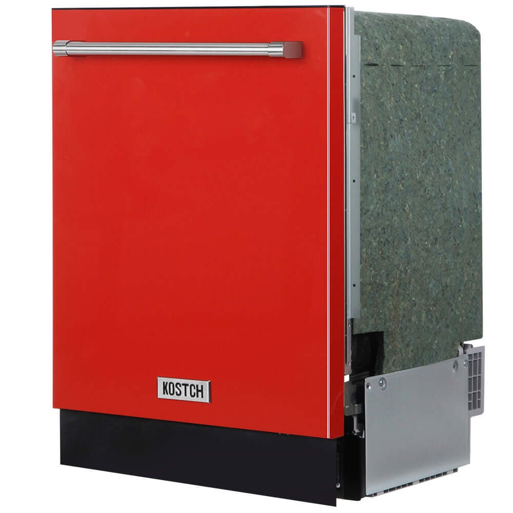 KOSTCH 24 in. Top Control Tall Tub Built-In Dishwasher with 3rd Rack in Stainless Steel with Red Door, 47dBA (KOS-24DWH06H-R)
