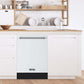 Modern kitchen with a KOSTCH 24 in. Top Control Tall Tub Built-In Dishwasher with 3rd Rack in Stainless Steel with White Door, 47dBA (KOS-24DWH06H-W)
 and wooden shelves.