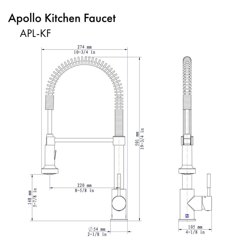 ZLINE Apollo Kitchen Faucet in Matte Black (APL-KF-MB)