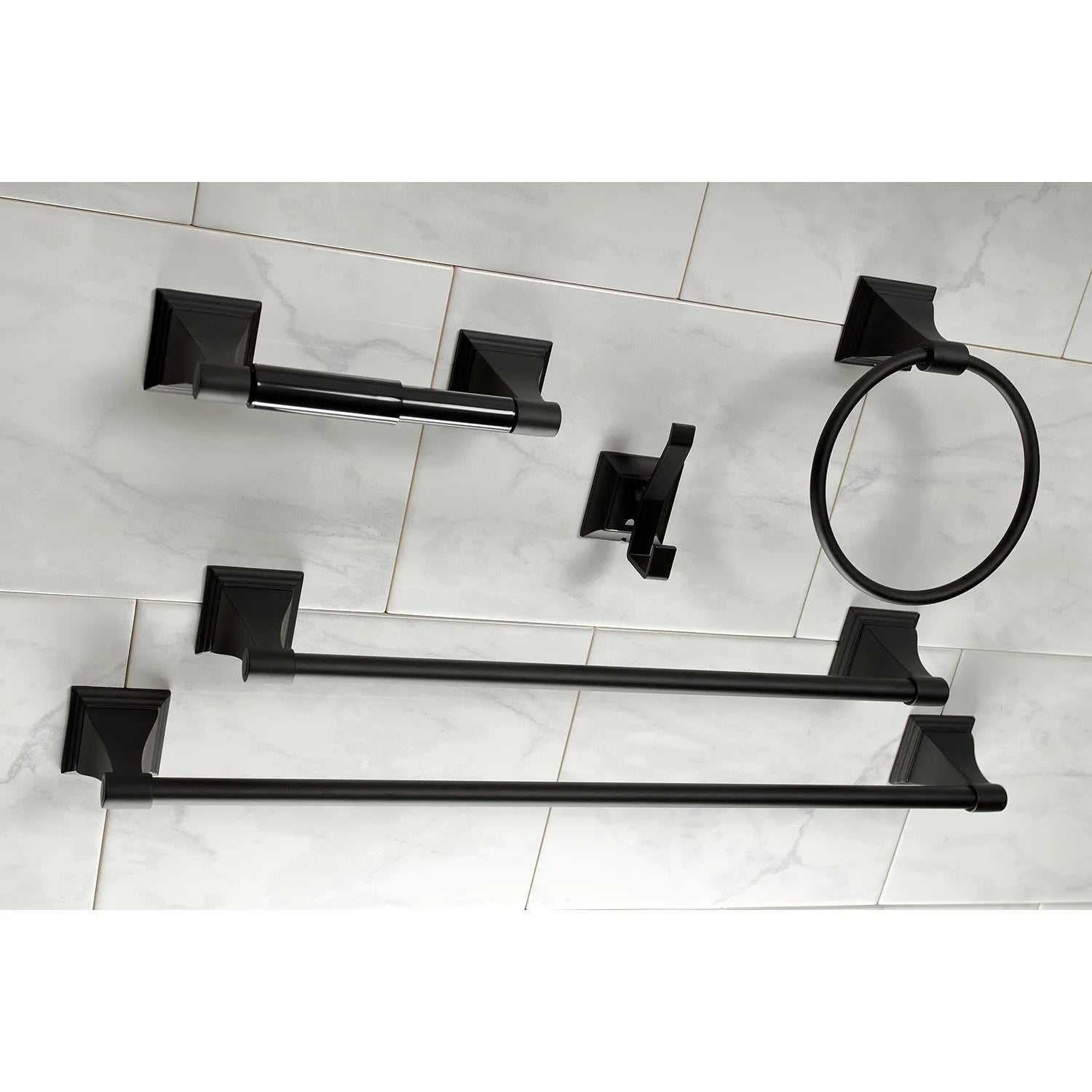 Kingston Brass Monarch 5-Piece Bathroom Accessory Set Matte Black