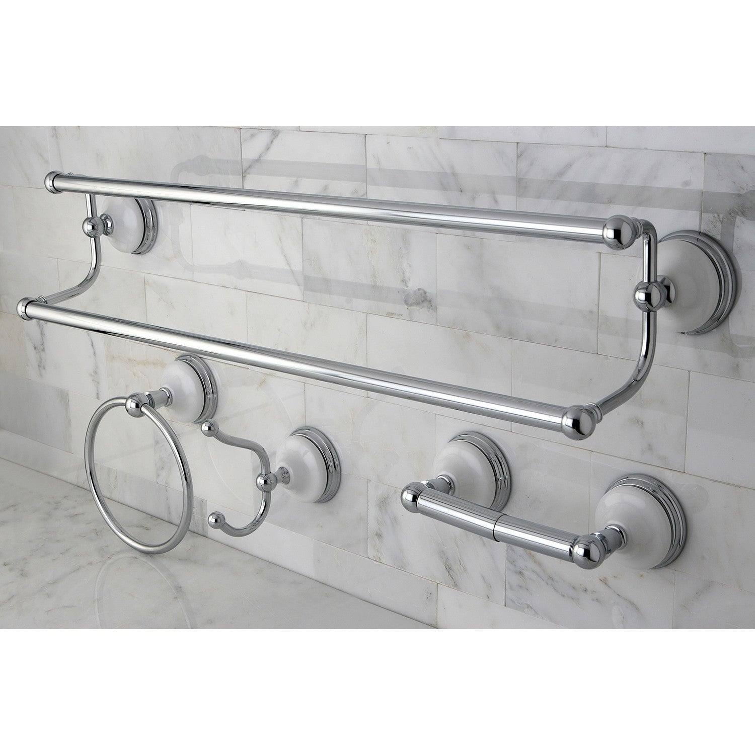 Kingston Brass Victorian 4-Pieces Dual Towel Bar Bathroom Hardware Set