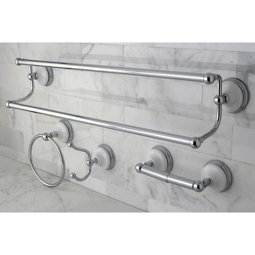 Kingston Brass Victorian 4-Pieces Dual Towel Bar Bathroom Hardware Set Polished Chrome