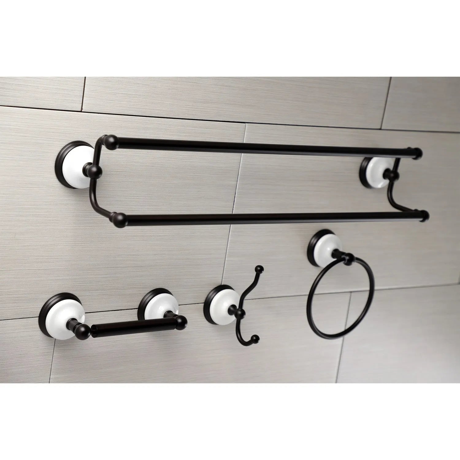 Kingston Brass Victorian 4-Pieces Dual Towel Bar Bathroom Hardware Set Oil Rubbed Bronze
