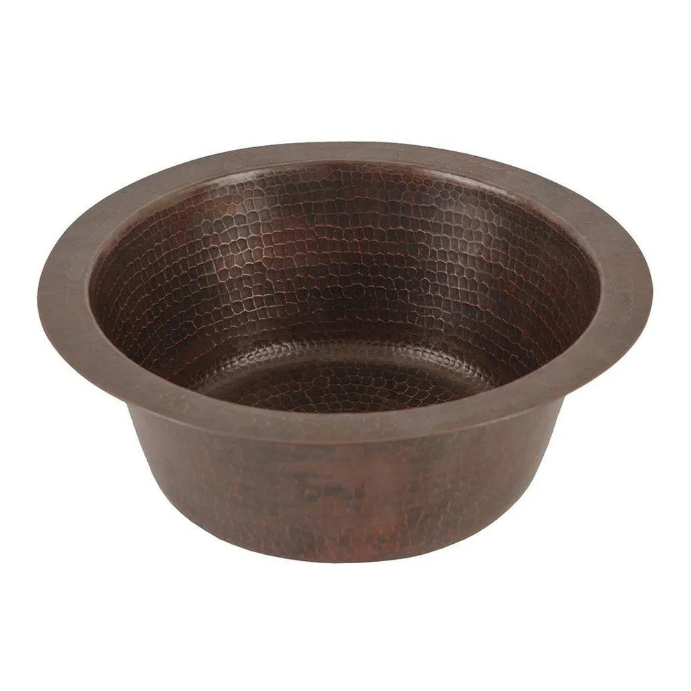 Premier Copper 12 in. Round Hammered Copper Bar Sink with 2 in. Drain Opening (BR12DB2) main image.