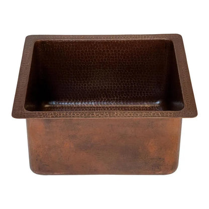Premier Copper 16 in. Gourmet Rectangular Hammered Copper Bar and Prep Sink