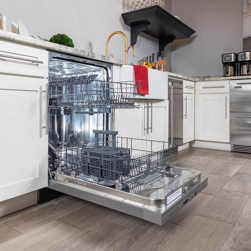 BREDA dishwasher in luxury kitchen with door open