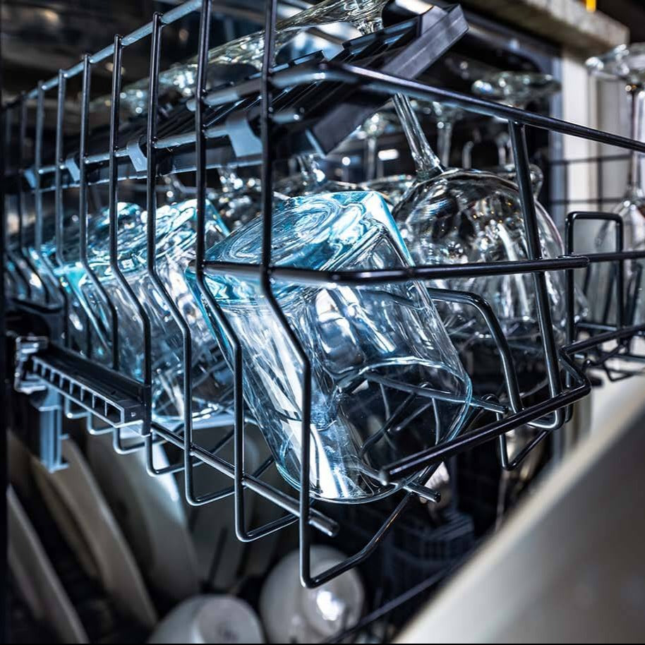 Glassware inside BREDA dishwasher