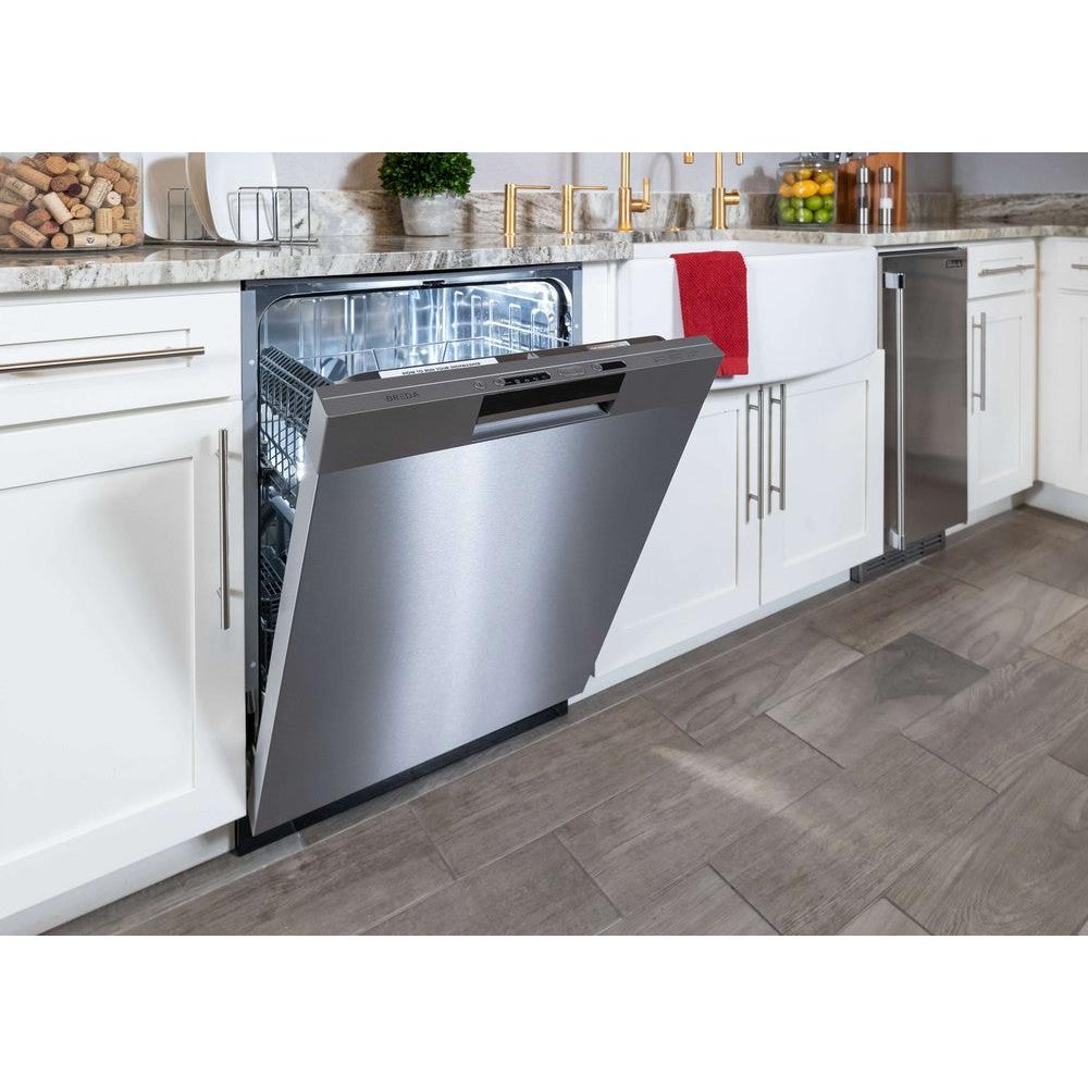 BREDA 24 in. Tall Tub Dishwasher with Pocket Handle Panel in Stainless Steel (LUDWT30155)