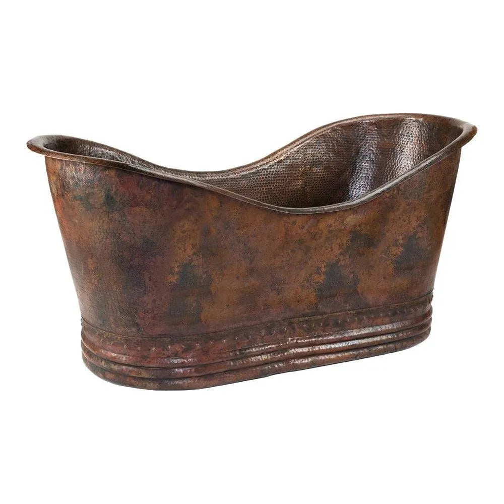 Premier Copper 67 in. Hammered Copper Double Slipper Bathtub (BTD67DB)