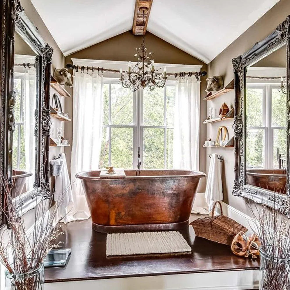 Premier Copper 72 in. Hammered Copper Modern Style Bathtub (BTM72DB)