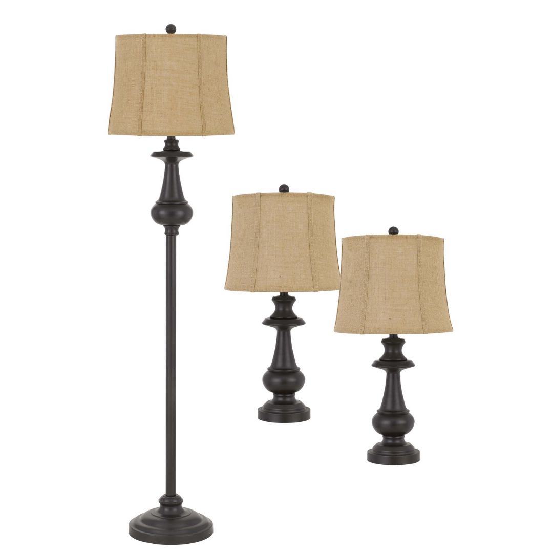 Cal Lighting Rustic Lamp Set with 1 Floor Lamp and 2 Table Lamps