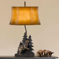 Cal Lighting 3-Way Forest and Bear Resin Table Lamp with Leatherette Shade