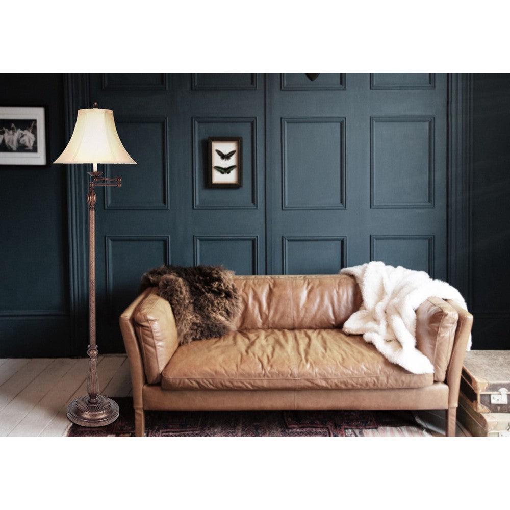 Cal Lighting 3-Way Swing Arm Floor Lamp in Antique Rust