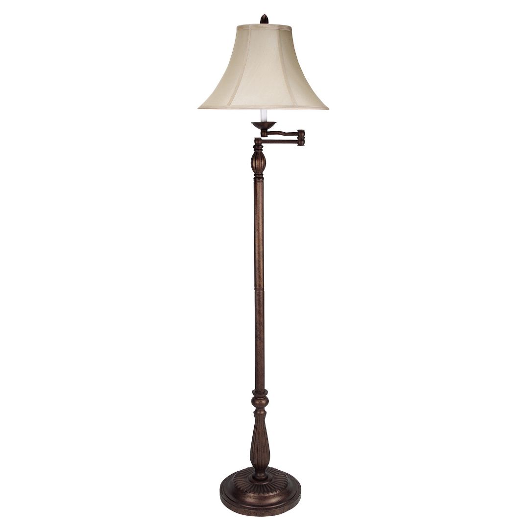 Cal Lighting 3-Way Swing Arm Floor Lamp in Antique Rust