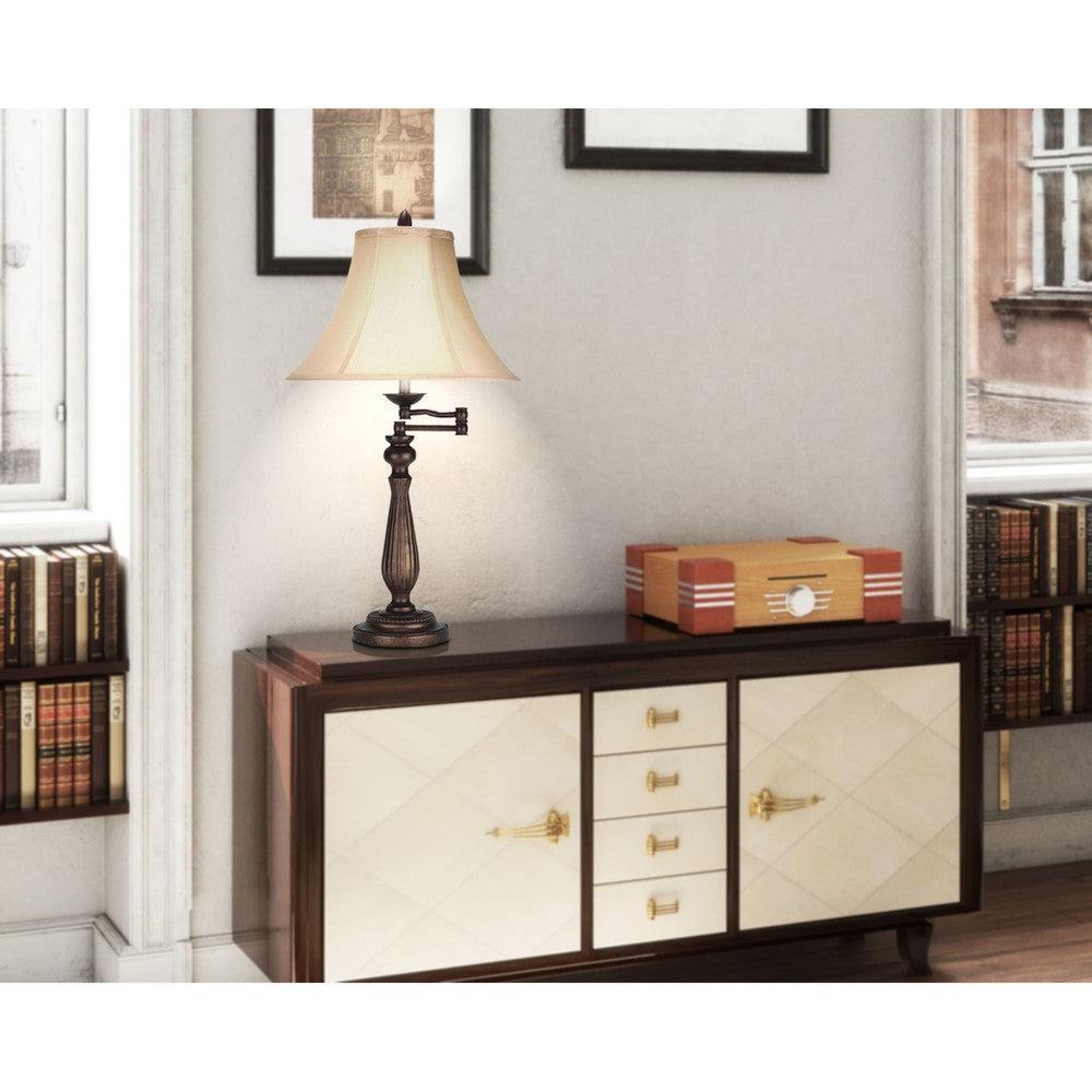 Cal Lighting 3-Way Swing Arm Table Lamp in Antique Rust