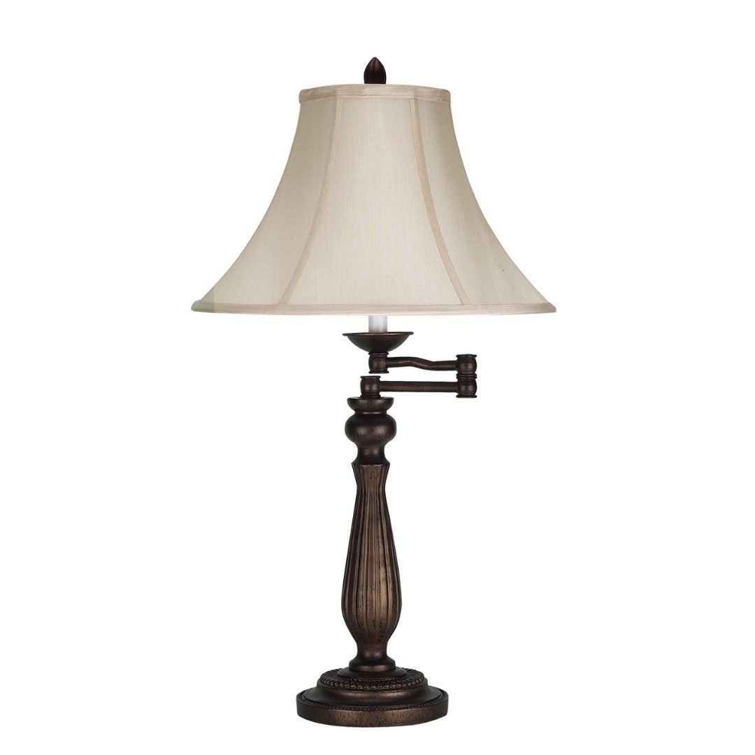 Cal Lighting 3-Way Swing Arm Table Lamp in Antique Rust