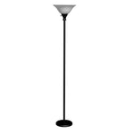 Cal Lighting 3-Way Torchiere Floor Lamp in Black with Frosted Glass Shade