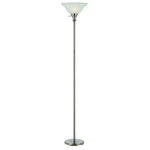 Cal Lighting 3-Way Torchiere Floor Lamp with Frosted Glass Shade in Brushed Steel