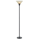 Cal Lighting 3-Way Torchiere Floor Lamp with Frosted Glass Shade in Dark Bronze