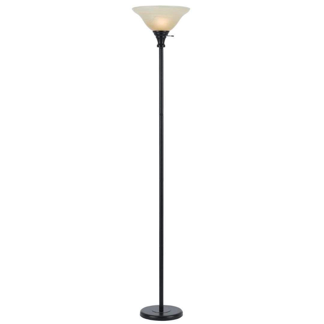 Cal Lighting 3-Way Torchiere Floor Lamp with Frosted Glass Shade in Dark Bronze